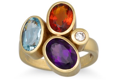 Lot 122 - A DIAMOND, AMETHYST, CITRINE AND AQUAMARINE...