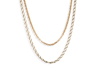 Lot 272 - TWO 9CT YELLOW GOLD NECKLACES, lengths 20" &...