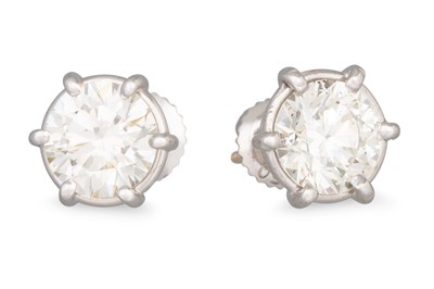 Lot 344 - A PAIR OF DIAMOND STUD EARRINGS, mounted in...