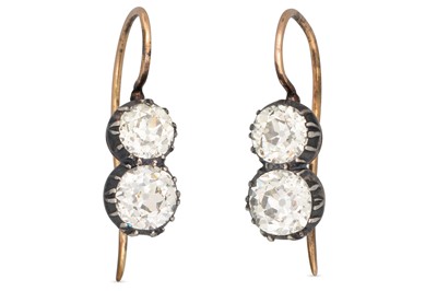 Lot 336 - A PAIR OF ANTIQUE DIAMOND DROP EARRINGS, the...