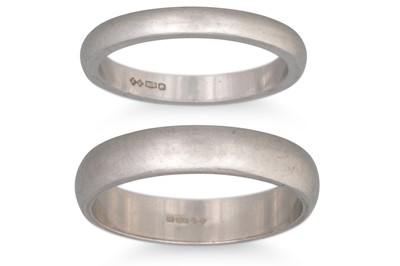 Lot 232 - TWO PLATINUM BAND RINGS, stamped 950, size J-K...