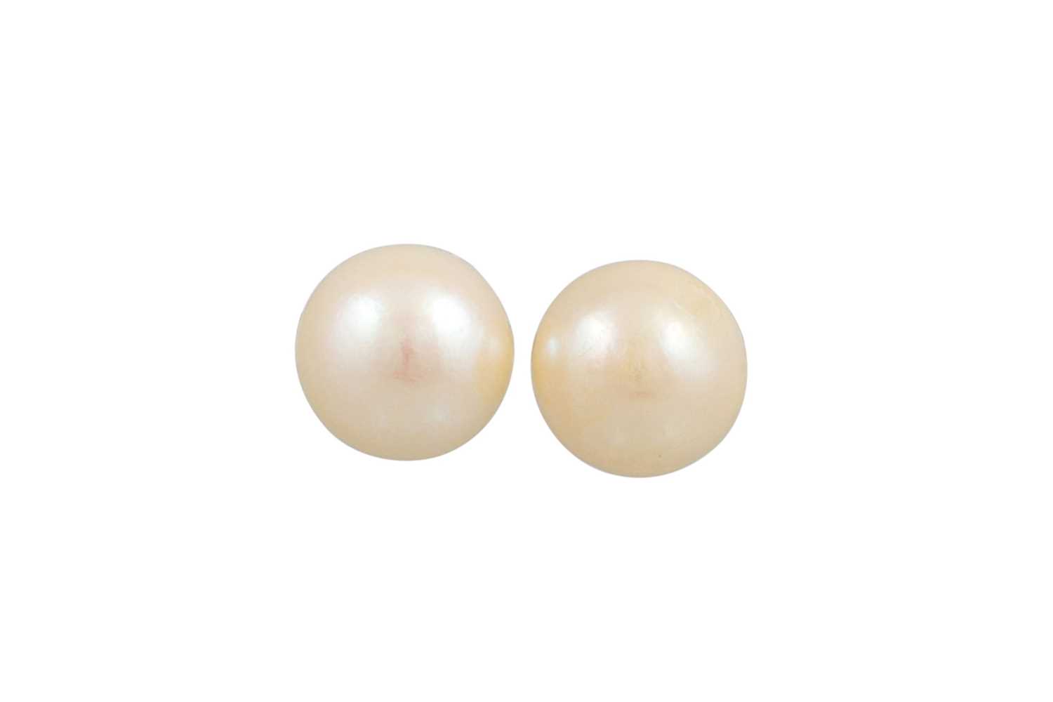 Lot 45 - A PAIR OF CULTURED PEARL EARRINGS, mounted in...