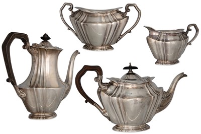 Lot 420 - A FOUR PIECE EDWARDIAN SILVER COFFEE/TEA...