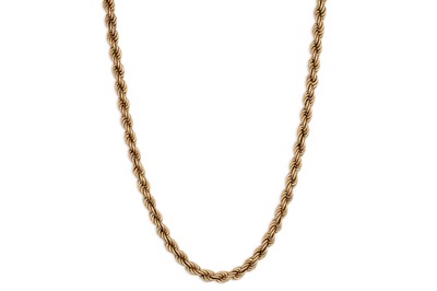 Lot 11 - A GOLD TWISTED ROPE STYLE NECKLACE, 16.5 g.