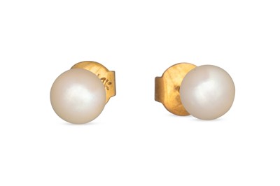 Lot 29 - A PAIR OF CULTURED PEARL EARRINGS, mounted in...