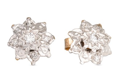 Lot 56 - A PAIR OF VINTAGE DIAMOND CLUSTER EARRINGS,...