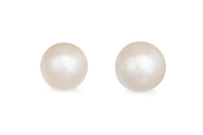 Lot 57 - A PAIR OF CULTURED PEARL EARRINGS, mounted in...