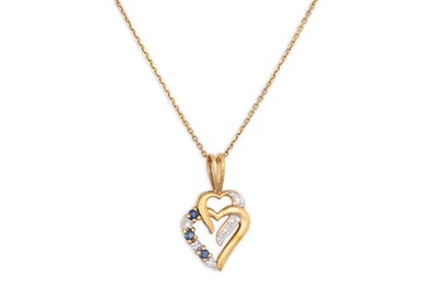 Lot 60 - A HEART SHAPED 9CT GOLD AND DIAMOND PENDANT,...