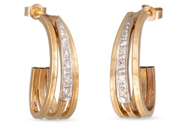 Lot 64 - A PAIR OF DIAMOND SET HALF HOOP EARRINGS,...