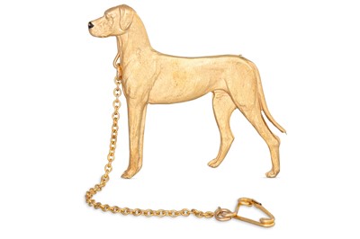 Lot 68 - A 9CT GOLD BROOCH, modelled as a Great Dane