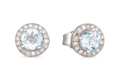 Lot 72 - A PAIR OF DIAMOND AND TOPAZ CLUSTER EARRINGS,...