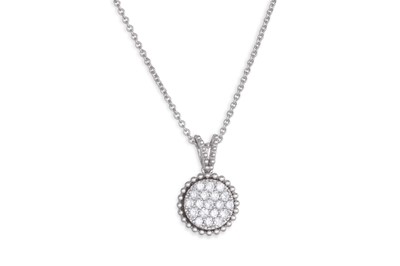 Lot 312 - A PAVÉ DIAMOND SET PENDANT, in 18ct white gold