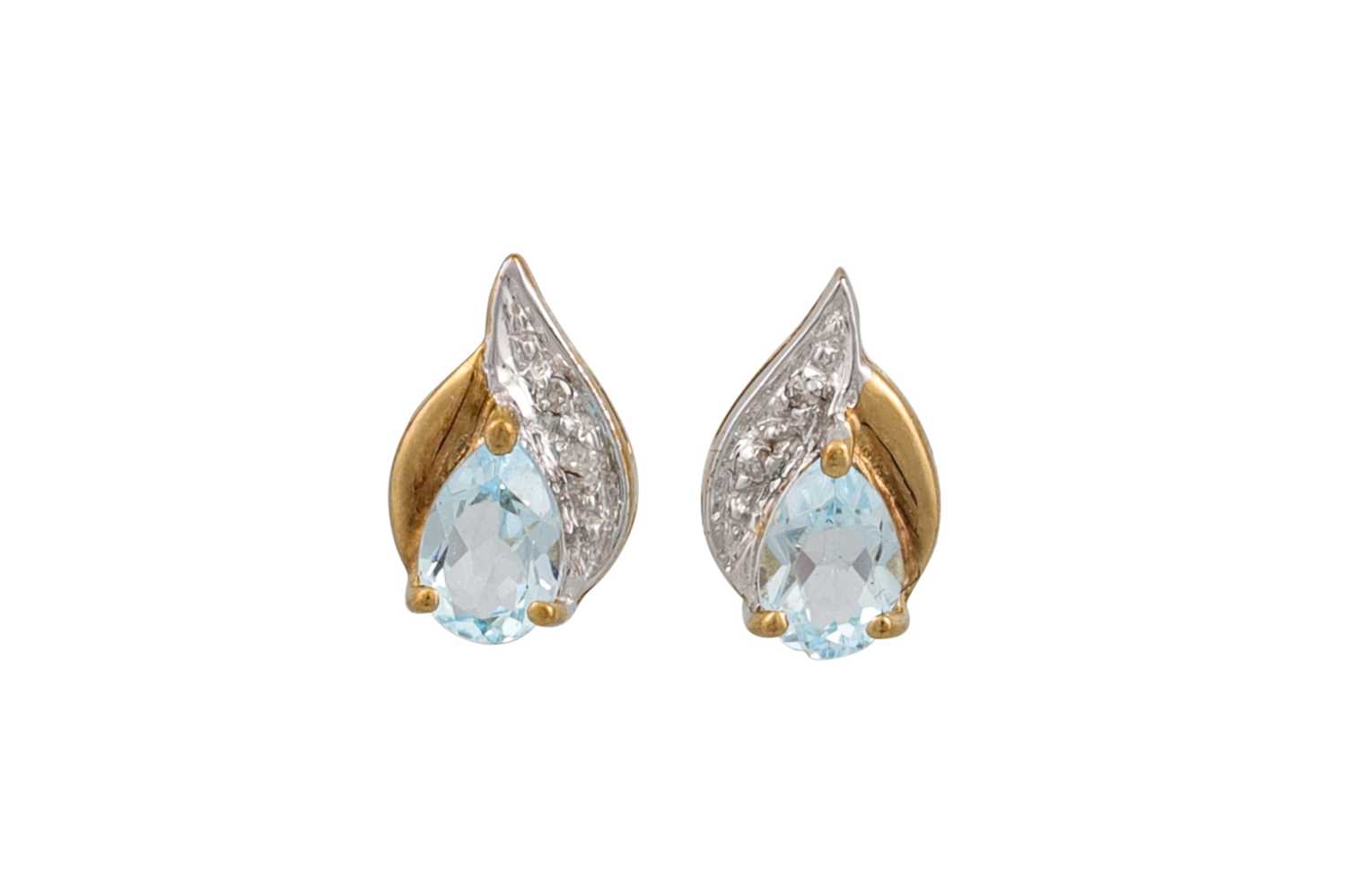 Lot 112 - A PAIR OF DIAMOND AND TOPAZ EARRINGS, mounted...