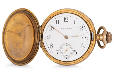 Lot 269 - A GOLD PLATED WALTHAM POCKET WATCH, stylised...