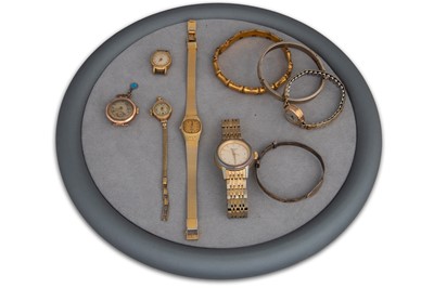 Lot 9 - A COLLECTION OF WATCHES AND BANGLES, two cased