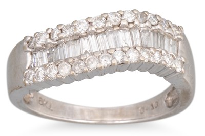 Lot 86 - A THREE ROWED DIAMOND RING, mounted in 9ct...