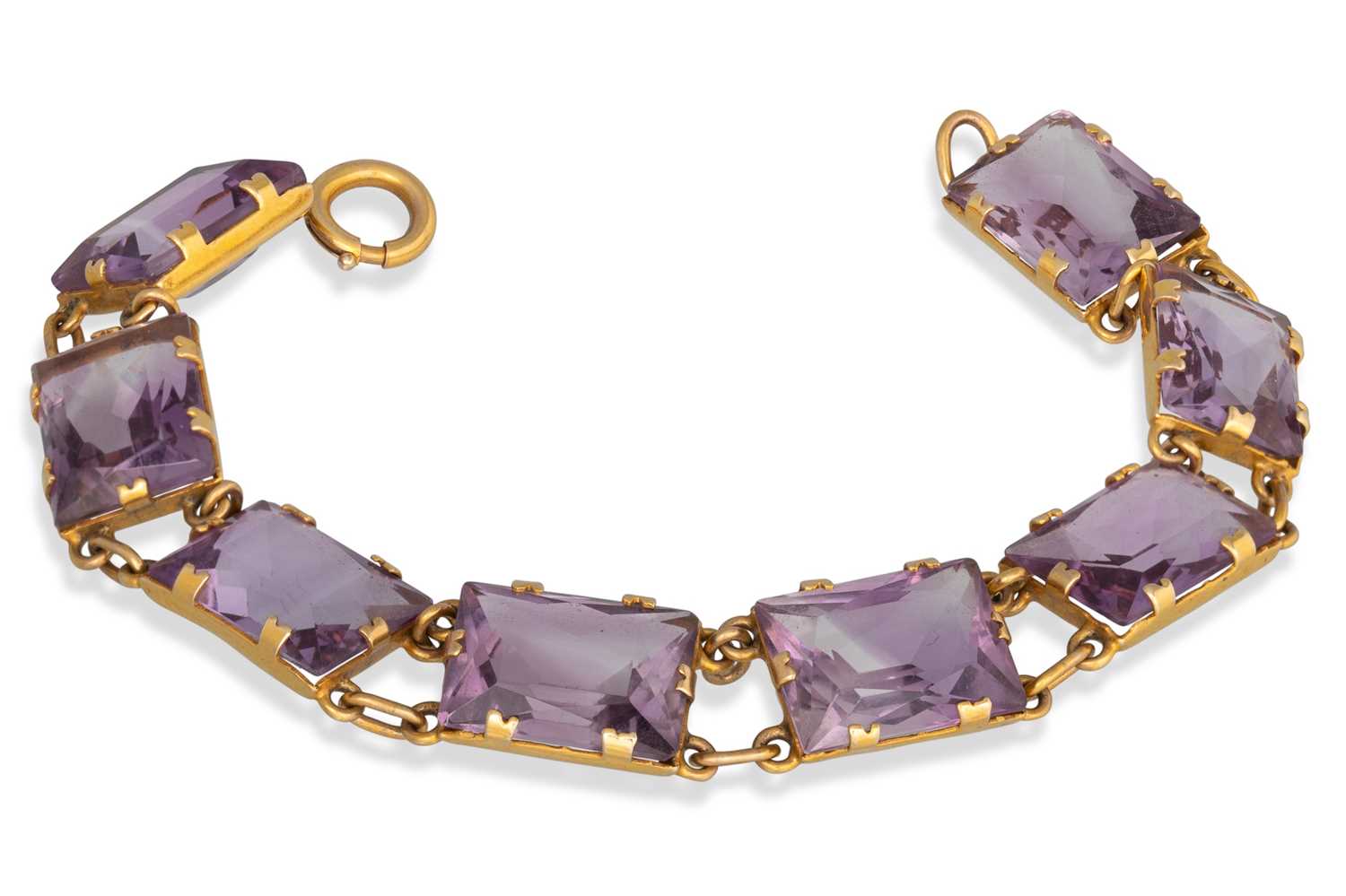 Lot 30 - A VINTAGE AMETHYST SET BRACELET, the...