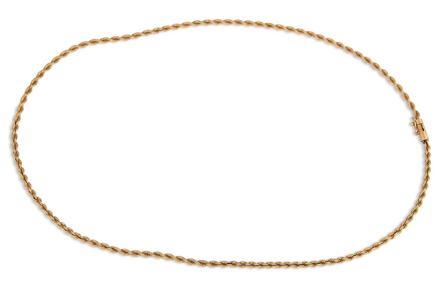 Lot 41 - A 14CT YELLOW GOLD NECK CHAIN, barrel clasp,...