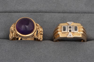 Lot 14 - TWO 9CT GOLD RINGS, one reading 'dad', gross...