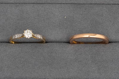 Lot 49 - A DIAMOND RING, in 18ct gold, together with an...