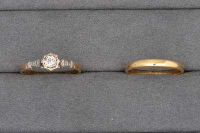 Lot 60 - AN 18CT GOLD DIAMOND SOLITAIRE RING, together...