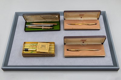 Lot 124 - A COLLECTION OF CASED CROSS PENS AND REFILS, etc