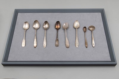 Lot 125 - A COLLECTION OF ANTIQUE CORK SILVER TEA SPOONS,...