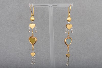 Lot 164 - A PAIR OF CHALCEDONY AND 18CT GOLD DROP...