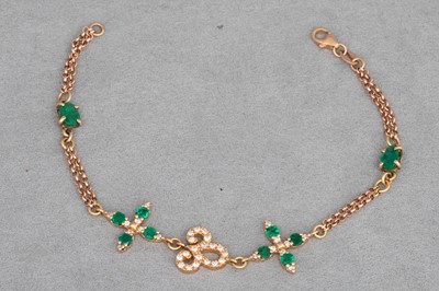 Lot 167 - AN EMERALD AND DIAMOND BRACELET, set with...