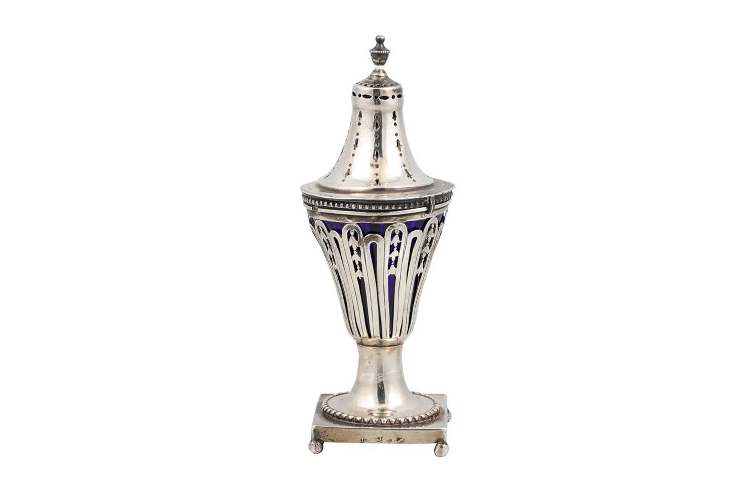 Lot 543 - A CONTINENTAL NEO CLASSICAL STYLE SILVER SUGAR...