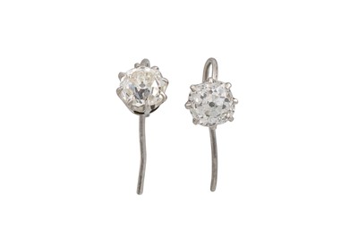 Lot 410 - A PAIR OF DIAMOND STUD EARRINGS, the old cut...