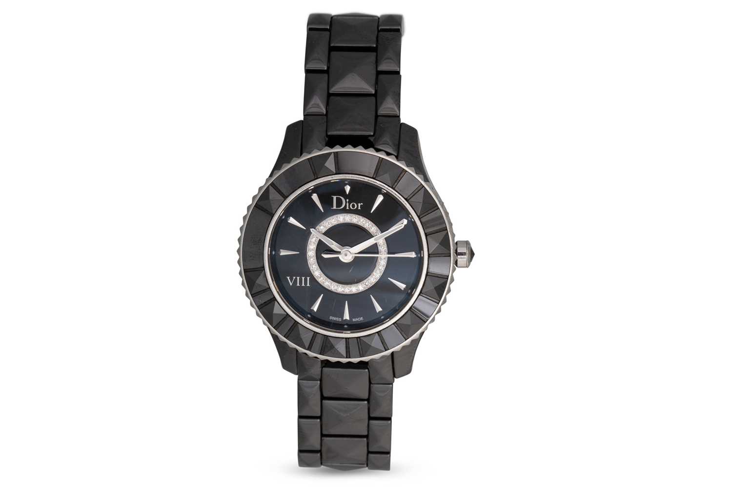 Lot 232 - A LADY'S DIOR VIII WRISTWATCH, black ceramic...