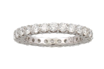 Lot 347 - A DIAMOND FULL BANDED ETERNITY RING, mounted...