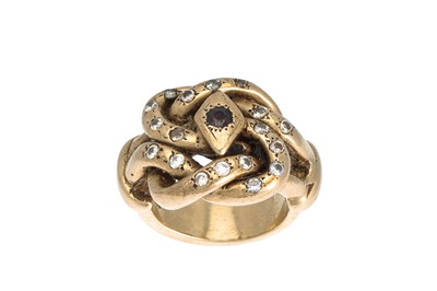 Lot 310 - A LARGE 9CT GOLD GENT'S STONE SET TWIST RING,...