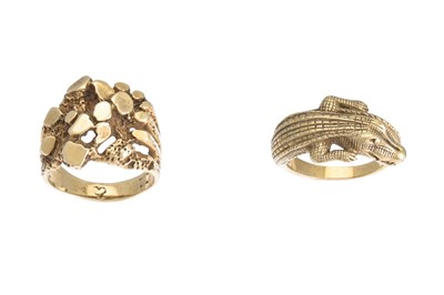 Lot 312 - TWO GENT'S 14CT GOLD RINGS, 22.3 g.