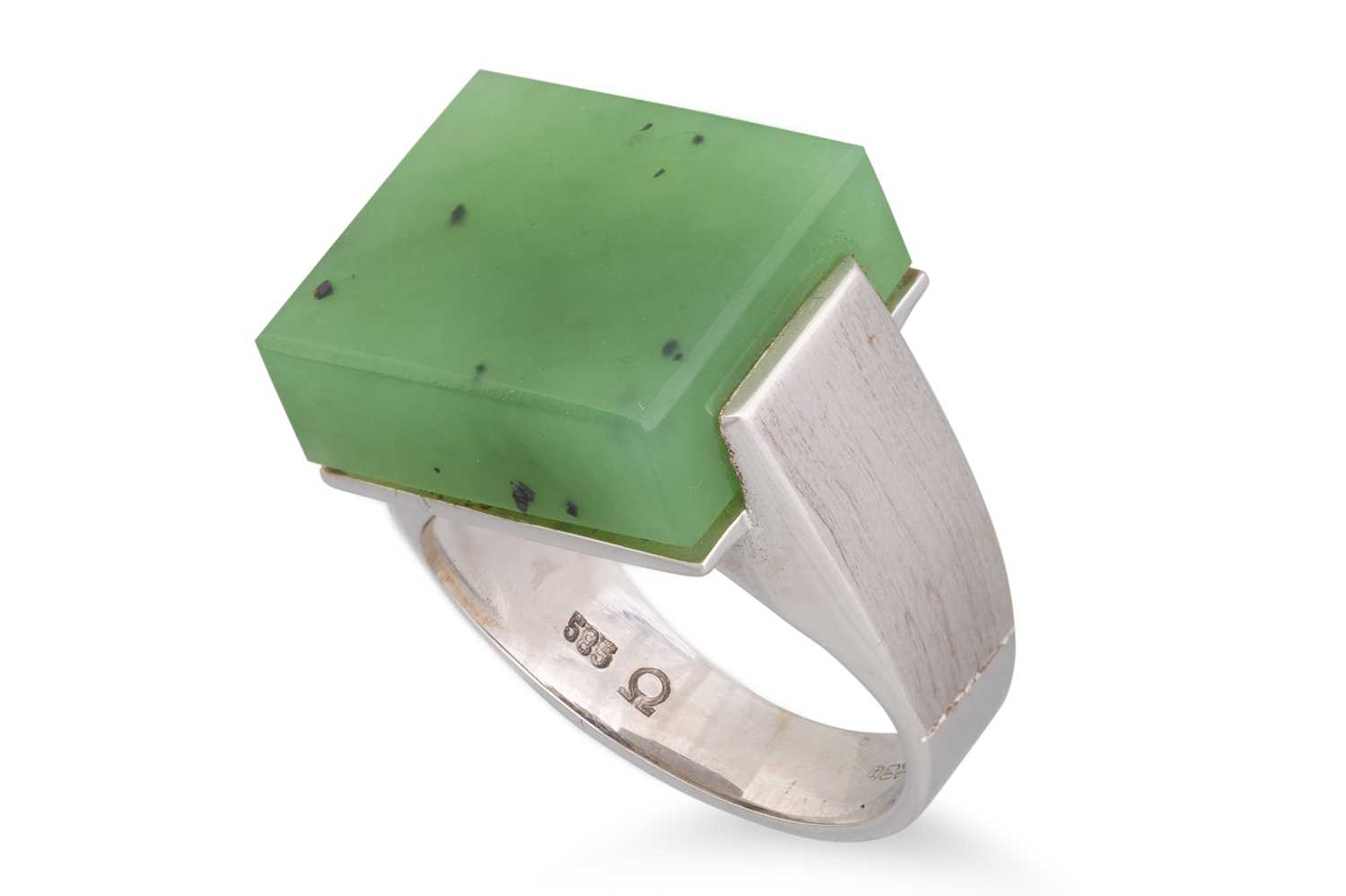 Lot 78 - A 1970's SET RING, of square form, in brushed...