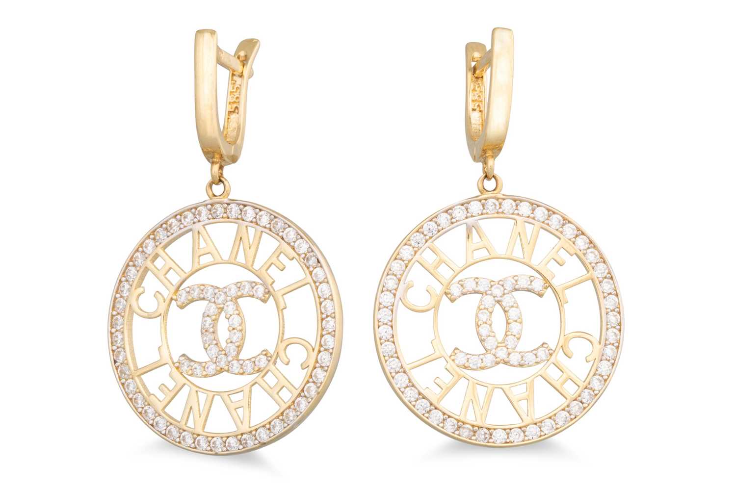Lot 52 - A PAIR OF 14CT GOLD MOTIF EARRINGS, 8 g.
