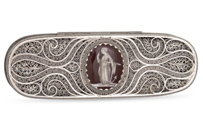 Lot 465 - AN ANTIQUE SILVER OPEN FILIGREE OBLONG BOX,...