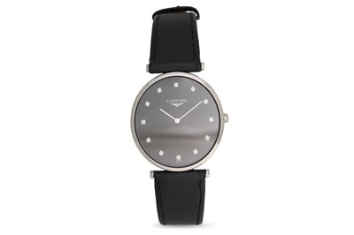 Lot 394 - A LONGINES ULTRA SLIM WRISTWATCH, diamond dot...