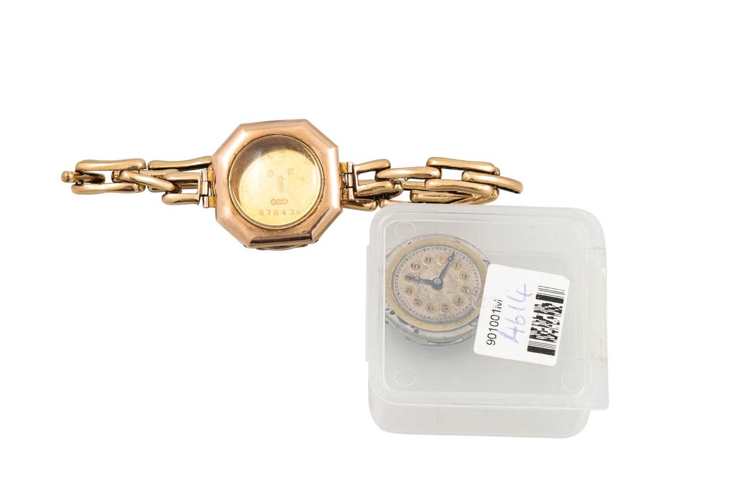 Lot 352 - A 9CT WATCH, with case and bracelet, 8.5 g.