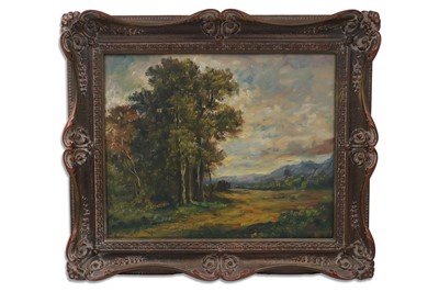 Lot 510 - UNTITLED OIL ON CANVAS, depicting a landscape...