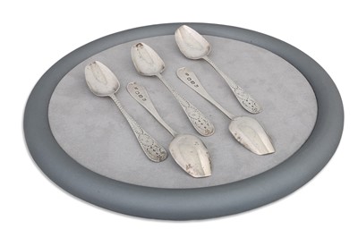 Lot 492 - A SET OF GEORGE III IRISH SILVER TEA SPOONS,...