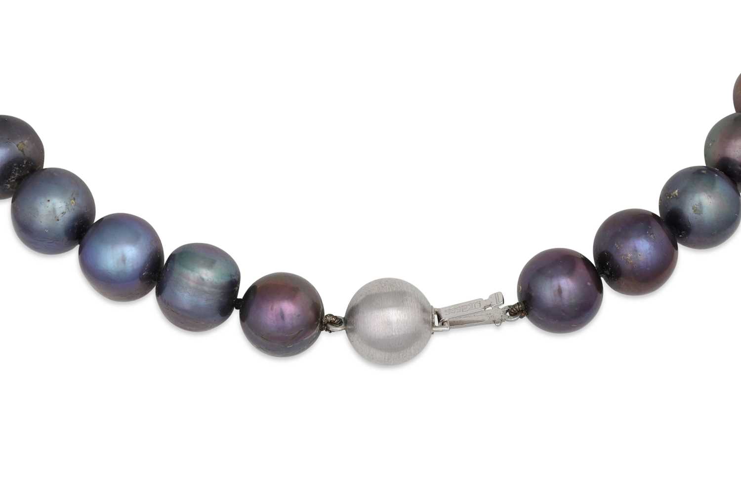 Lot 13 - A SET OF GREY CULTURED PEARLS, to a 14ct white...