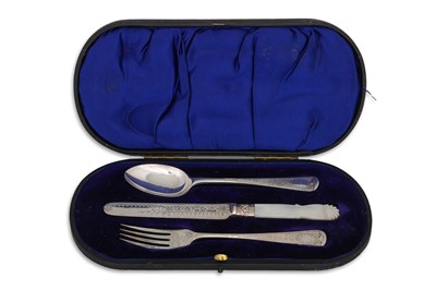 Lot 482 - A LATE VICTORIAN THREE PIECE SILVER MOTHER OF...