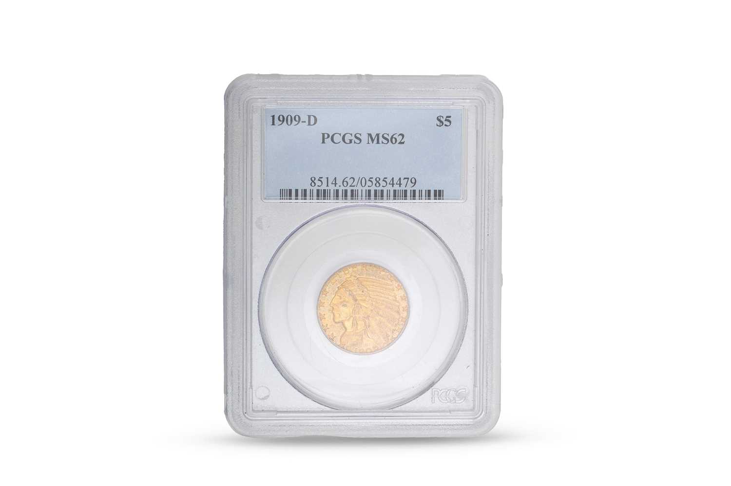 Lot 446 - A 1909 $5 GOLD AMERICAN COIN HALF EAGLE,...