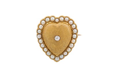 Lot 203 - A VINTAGE 18CT GOLD PEARL AND DIAMOND BROOCH,...
