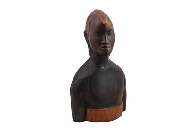 Lot 446 - A ROSEWOOD SCULPTURE OF THE BUST OF A...