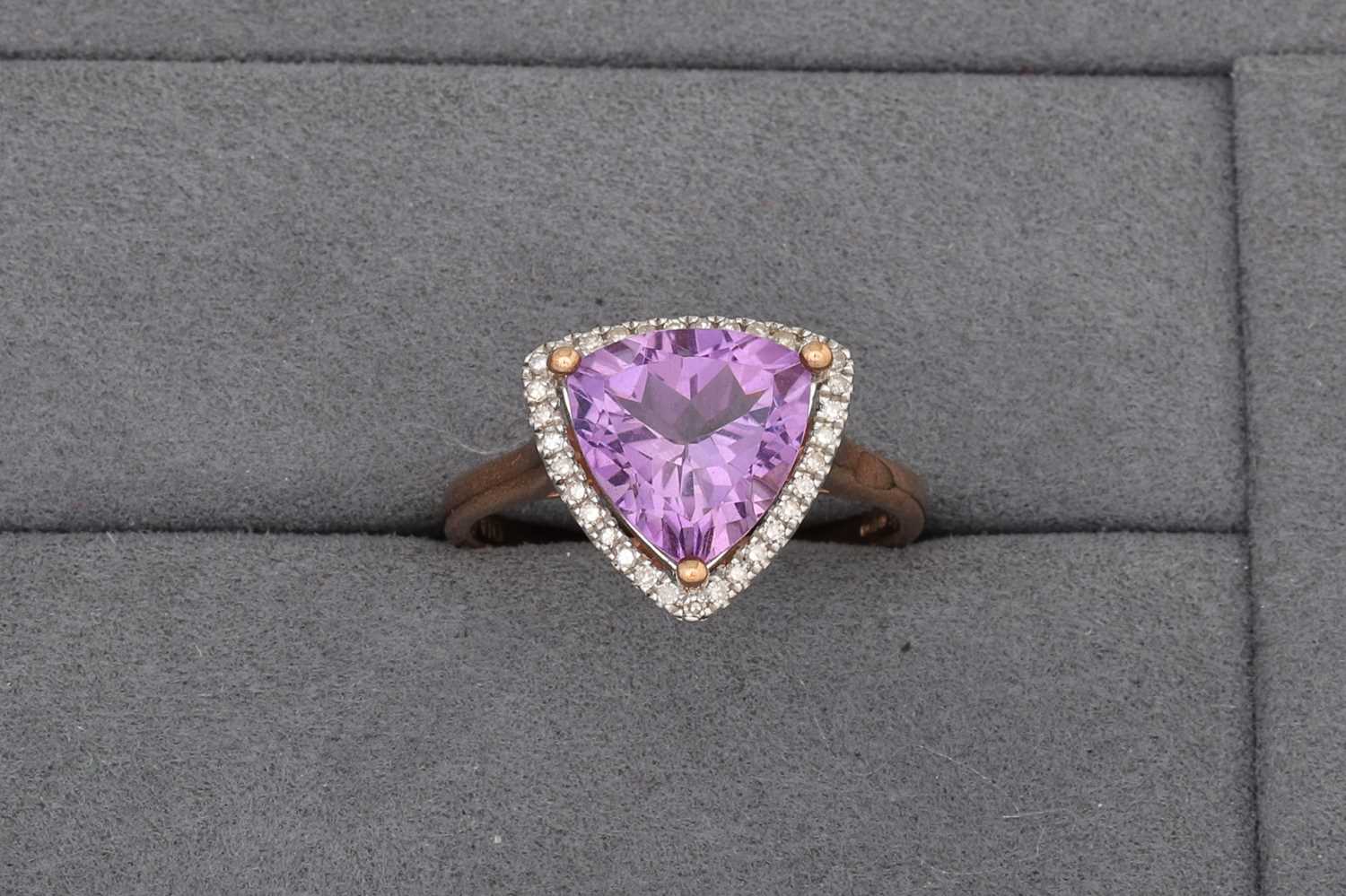 Lot 75 - AN AMETHYST AND DIAMOND CLUSTER RING, of...