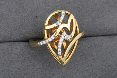Lot 100 - A DIAMOND SET RING, of open work pear shaped...