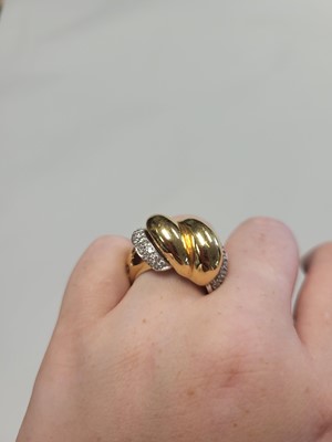 Lot 101 - AN 18CT YELLOW DIAMOND SET RING, of bombé...
